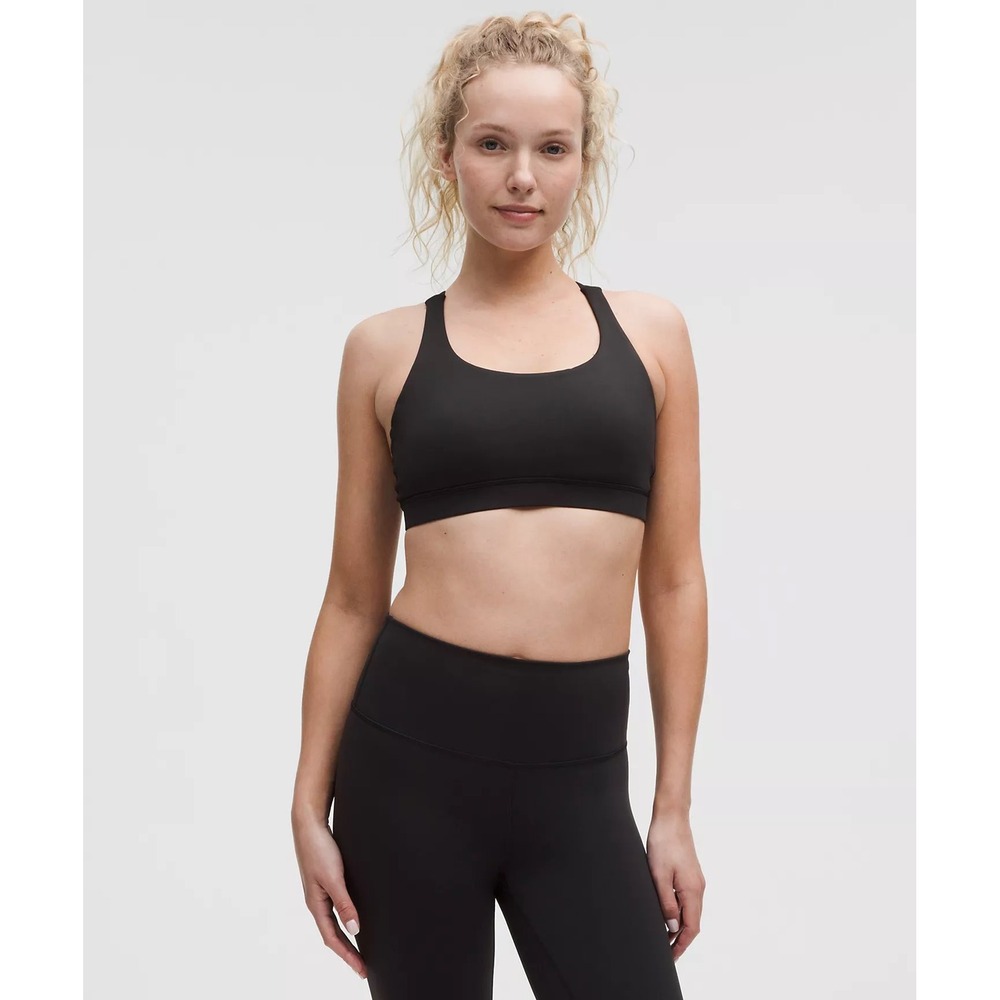 Lululemon Energy Bra Black Medium Support B-D Cup Strappy Back Size 6